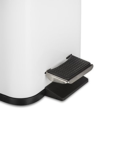 AMG and Enchante Accessories, Rectangular Waste Bin, 5L Garbage Trash Can with Step Foot Pedal, WB01W WHT, Glossy White