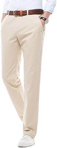 FlyHawk Men Casual Pants No Elasticity Straight No Iron Anti-Wrinkle Trousers,Light Khaki,36