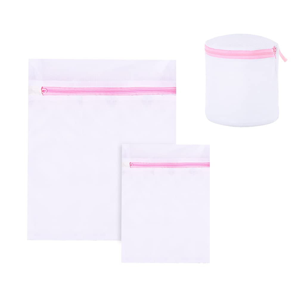 WYAN 3 Pcs washing nets laundry bags,Mesh Laundry Bags with Zips,for Delicates Blouse, Hosiery,Underwear, Bra, Lingerie(3 sizes)