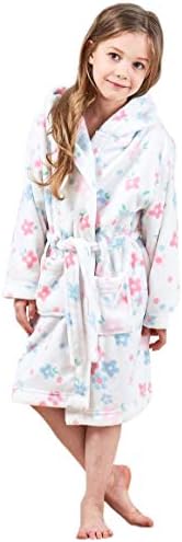 JuneBloom Soft Unisex Kids Bathrobe Hooded Fleece Sleepwear Boys Girls Loungewear โฆ