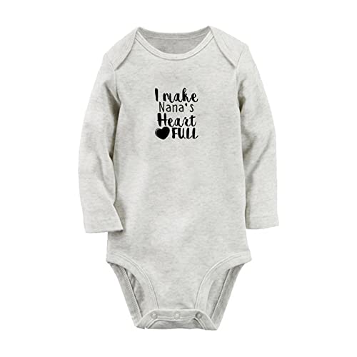 iDzn I MAKE NANA'S HEART FULL Funny Rompers Newborn Baby Bodysuits Infant Jumpsuits Outfits Clothes Long Sleeves