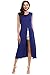HOTOUCH Women Sleeveless Open Front High Slit Casual Long Shirts Navy blue S