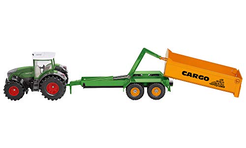 siku 1989, Fendt Traktor mit Hakenliftfahrgestell und Mulde, 1:50, Metall/Kunststoff, Grün, Voll funktionsfähiger Muldenanhänger – Bild 5