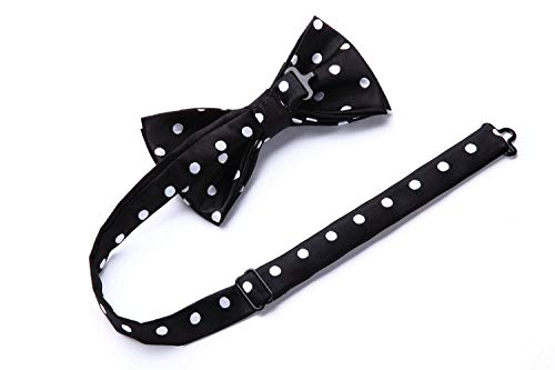 Enlision Pre-Tied Bow Tie Polka Dot Adjustable Formal Bowties Neck Tie for Men & Boys Black/White