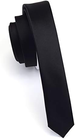 Covona 100% SILK Narrow NeckTie EXTRA Skinny BLACK Color Men's