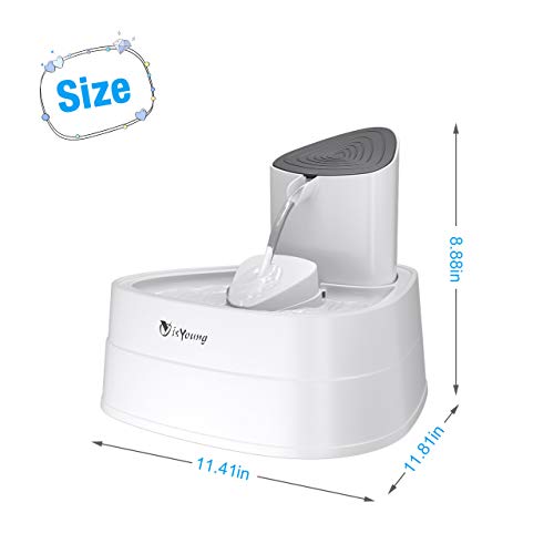 isYoung Cat Water Fountain, 101oz/3L LED Automatic Pet Water Fountain, Ultra Quiet Pet Water Dispenser with Adjustable Water Flow and Activated Carbon Filter for Dogs, Cats, and Small Animals