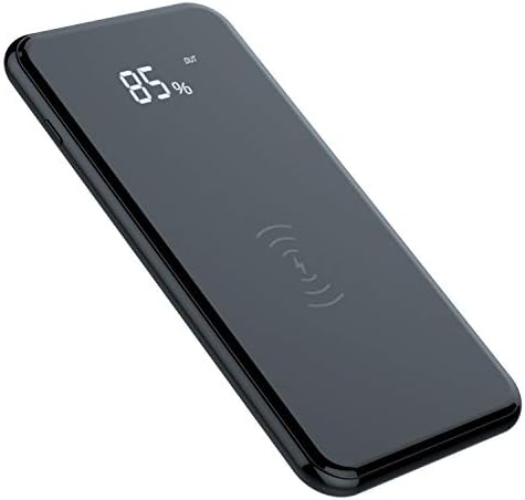 Wireless Portable Charger, Power Bank by VsssPower | Slim and Lightest 10000mAh External Qi Phone Charging Pad, Dual USB Output and LED Display, Battery Pack for iPhone Samsung and Other | 1FOR3