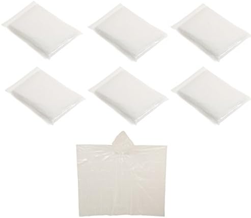 Rain Poncho - Disposable Rain Ponchos With Hood and Drawstring | 6 Pack | Clear | Great for theme parks, sporting events, camping, concerts or emergencies | Easy to store