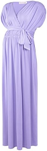 BlackCherry Women's Sleeveless Maternity Nursing Empire Waist Wrap Maxi Dress