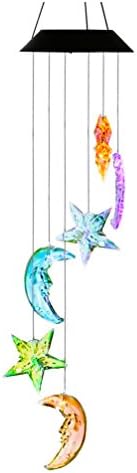 Changing Color Mobile Light, Anzome Star &amp; Moon Spiral Spinner Windchime Portable Outdoor Decorative Romantic