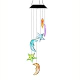 Changing Color Mobile Light, Anzome Star & Moon Spiral Spinner Windchime Portable Outdoor Decorative Romantic