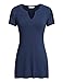 Bepei Women Slit V Neck Short Sleeve Summer Tunic Tops for Legging Casual Shirt