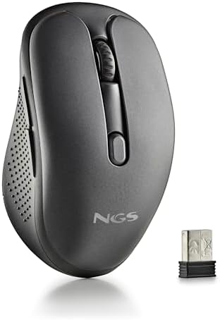 EVO Rust Black - Rato sem fios recarregável de 2,4 GHz para computador/portátil/MacBook/PC/Mac/Mac/iPad/tablet, teclas silenciosas, níveis de 3 DPI: 800/1200/1600, Concebido para destros, preto
