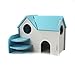 PIVBY Hamster Hideout House Wooden Living Hut Exercise Funny Nest Toy for Mouse, Chinchilla, Rat, Gerbil and Dwarf Hamster-2 Packs (Blue)