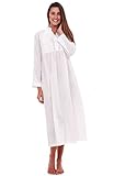 Del Rossa Women's Guinevere Cotton Nightgown, Long Poplin Victorian Sleepwear