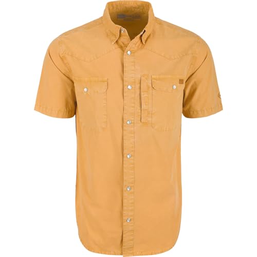 Drake Waterfowl Men's Cinco Ranch Western Acid Wash Shirt at Amazon
