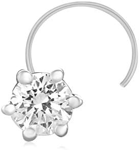 Brilliant Round Shape Real Natural Diamond, 925 Sterling Silver Solitaire Nose Ring Stud Pin for women