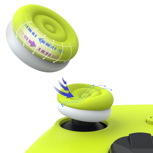 playvital Thumbs Cushion Caps Thumb Grips for ps5, for ps4, Thumbstick Grip Cover for Xbox Series X/S, Thumb Grip Caps for Xbox One, Elite Series 2, for Switch Pro - Bright Green & Robot White