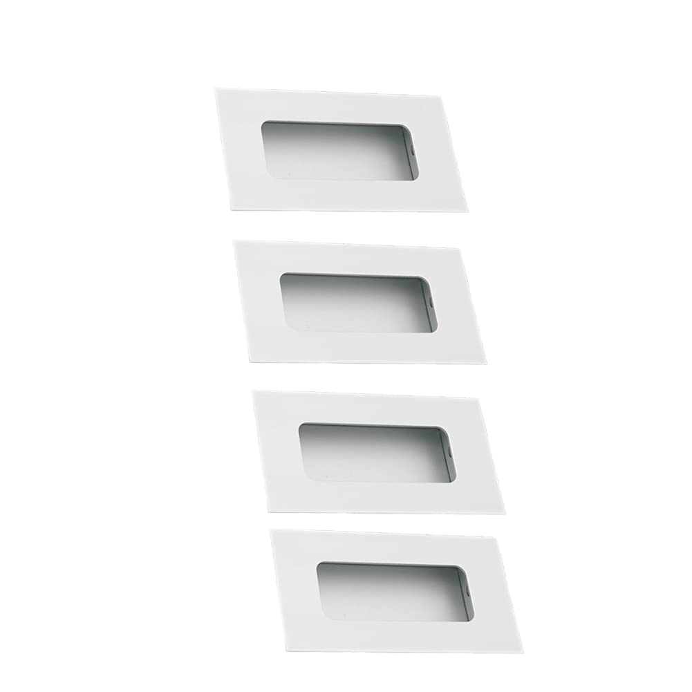 BOZONLI 4 Pack Aluminium Alloy Sliding Door Embedded Concealed Handles Cabinet Drawer Tatami Square Slotted Recessed Handle 64mm Silver-White — image 1