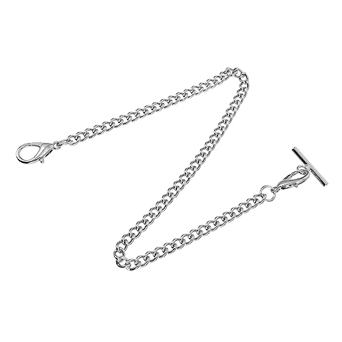 Veemoon Pocket Watch Chain with T Clasp Decorative Jeans Vest Chain Stylish Clothing Decor Durable Material Present for Vintage Watch Lovers