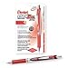 Pentel EnerGel Deluxe RTX Gel Pen, Medium Metal Tip, Red/Silver Barrel, Red Ink, Box of 12 (BL77-B)