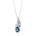 PEORA London Blue Topaz Angel Wing Pendant Necklace for Women Sterling Silver, Genuine Gemstone Birthstone, 1.50 Carats, Oval Shape, 8x6mm, with 18 inch Chain