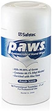 Safetec® 5" X 8" P.A.W.S® Antimicrobial Hand Wipe (50 Per Box, 12 Box Per Case)