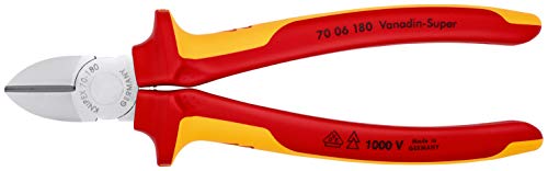 KNIPEX 70 06 180 Seitenschneider verchromt isoliert mit Mehrkomponenten-Hüllen, 180 mm & 25 06 160 Flachrundzange mit… – Bild 5