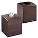 mDesign Square Bamboo Wood Facial Tissue Paper Box Cover Holder for Bathroom Vanity Counter Tops, Bedroom Dressers, Night Stands, Home Office Desks, Tables - 2 Pack - Espresso Brown