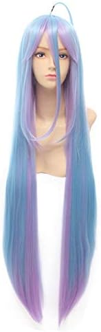 VIVIKZ NO GAME NO LIFE Shiro Cosplay Wigs 100Cm Blue Gradient Heat Resistant Synthetic Hair Perucas Women Cosplay Wig