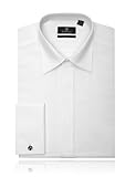 Alexander Dobell Men's Laydown Collar Plain Front Cotton Slim Fit Tuxedo Shirt