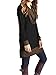 Famulily Women's Cowl Neck Tops Two Tone Color Block Pullovers Elbow Patchs Loose Long Tunic Blouse (X-Large, Black)