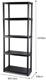 Addis 5 Tier Plastic Storage Shelving Unit Durable Freestanding Organizer view 3