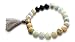 Mana Vibes Original Essential Oil Beaded Diffuser Bracelet with Tassel, Semi Precious Gemstones, Lava Beads, Tassel Bracelet (Amazonite with Black Lava Beads)