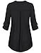 Messic Womens V-Neck Blouses 3/4 Roll-Up Sleeve Button Down Casual Woven Shirt