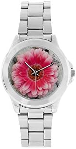 Purple Pink White Flower Daisy Unisex Stainless Steel Watch