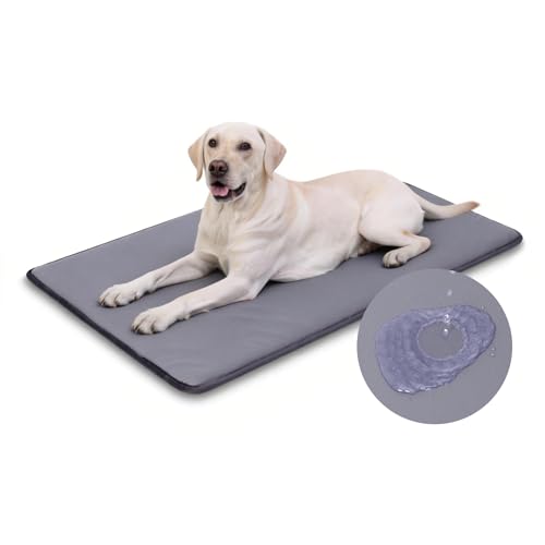 Favodormir XL Large Waterproof Dog Bed, 119 x 73 cm, Artificial Leather Dog Bed, Easy to Clean, Portable & Compact Dog Bed, Dog Mat for Indoor & Travel, Grey