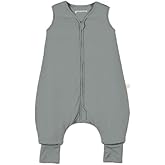 GUNAMUNA Baby Footie Sleep Bag, Walkable Wearable Blanket with Easy Diaper Zipper, Convertible Foot Cuffs, Anti-Slip Grips