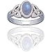 Sterling Silver Celtic Knot and Genuine Rainbow Moonstone Ring Size 8(Sizes 4,5,6,7,8,9,10,11,12,13,14,15)