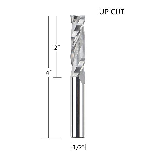SpeTool Upcut Spiral Router Bits Extra Long (4 inch) with 1/2 Inch