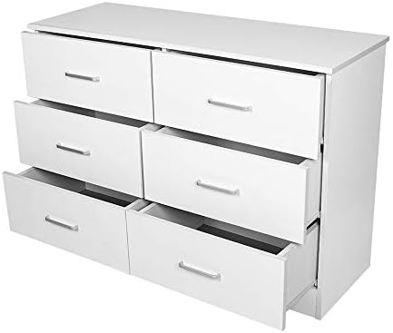 Redfern 6 Drawers Chest Lowboy Dressers Black White Deep