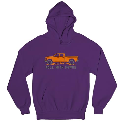 Tee Hunt Roll With Power Pickup Truck Men's Graphic Hoodie - Offroad 4x4 Design Medium Purple at Amazon