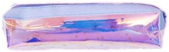 WENTO Holographic Pencil Case Holder Tassels Stationery Pouch,Transparent Holographic Zip Stationery Pouch,School Supply Storage Boxes (Square, Light Blue)