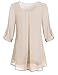 Cestyle Tunics for Women to Wear with Leggings, Ladies Peasant Blouses Tiered Chiffon Long Sleeve Tunic Maternity Trapeze Pintucked Comfy Casual Wear Cozy Swing Shirt Form Fitting Beige XL