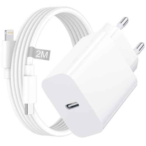 iPhone Fast Charger [Apple MFi Certified], iPhone Charger with 2M Lightning Cable for iPhone 14/13/12/11/ Pro Max/XS/X/SE/8/iPad, 20W USB C Fast Charger Mains Plug USB C Adapter