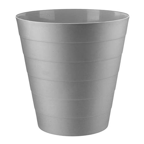 Home+ Plastic Waste Paper Bin Basket 6L Waste Rubbish Trash Can Round Kitchen Bathroom Bedroom Office Garbage Dustbin, 6 Litre (Grey)