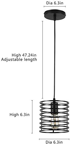 Black Pendant Light Edison Ceiling Hanging JOOSENLUX E26 Vintage Industrial  Farmhouse Pendant Lights Fixtures for Kitchen Island Dinning Room 2 Pack