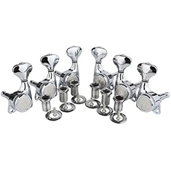 Guyker 6Pcs Guitar Machine Heads (3L + 3R) - 1:18 Locking String Tuning Key Pegs Tuners Set Replacement for LP, SG, TL Style Electric or Acoustic Guitars - Chrome
