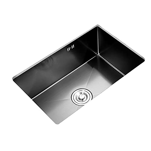 JYHW Schwarz Nano Kitchen Sink 304 Edelstahl-Wannen-Handgemachte Verdickte Unterbauwaschtisch 50 Zu Erhöhen × 43cm