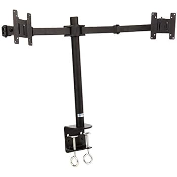 MonMount Dual LCD Monitor, Desk Mount Stand Arm Holds up to Two 27" Screens, Black (LCD-194B)